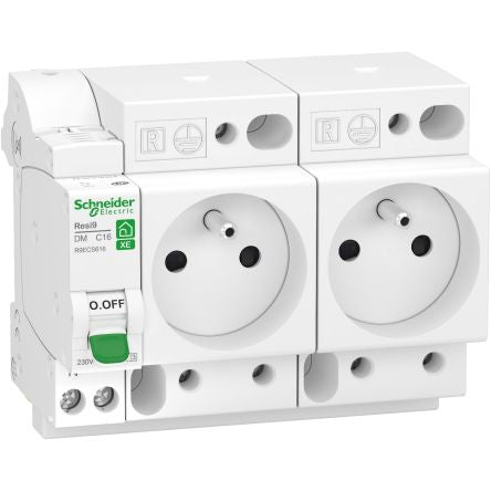 Schneider Electric White 2 Gang Plug Socket, 1 Pole Poles, 16A, French 2P [R9ECS616]; 276-8939