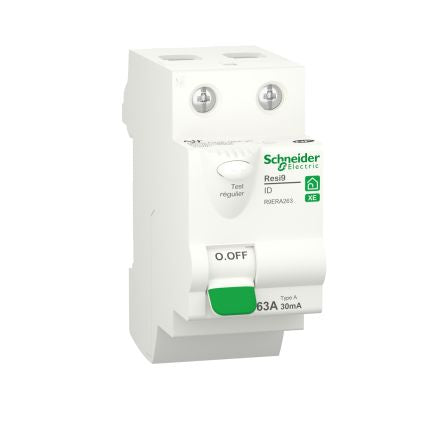 Schneider Electric R9E RCCB, 63A, 2 Pole, 30mA, Type A, 230V [R9ERA263]; 276-8941