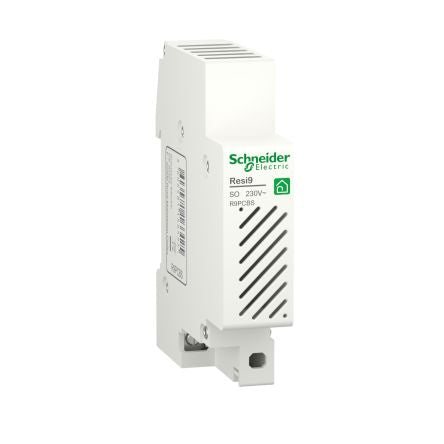 Schneider Electric Resi9 Series Clip-On Electronic bell, 230 V ac, 80dB at 1 m, IP20, IP40, Single-Tone [R9PCBS]; 276-8965