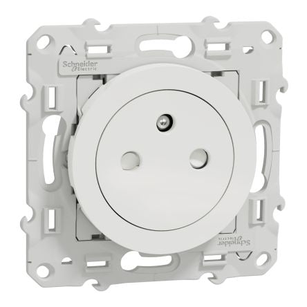 Schneider Electric White 1 Gang Plug Socket, 2 Poles, 16A, Type E - French, Indoor Use [S520052]; 276-8992