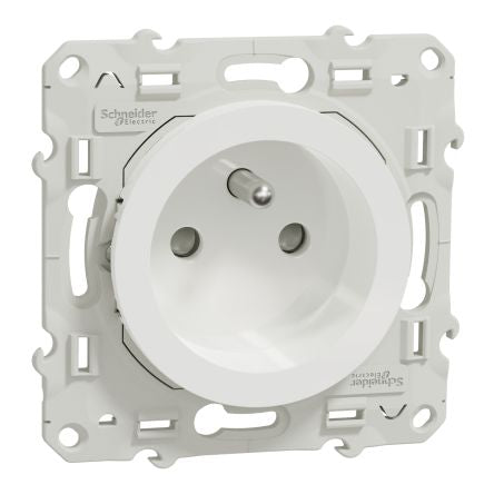 Schneider Electric White 1 Gang Plug Socket, 2 Poles, 16A, Type E - French [S520059]; 276-8993