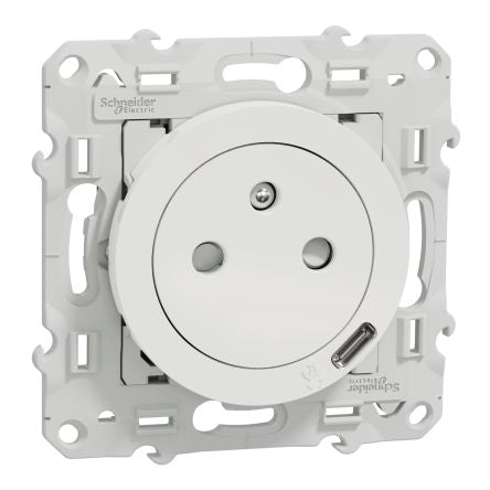 Schneider Electric White 1 Gang Plug Socket, 2 Poles, 16A, French 2P [S520089]; 276-8994
