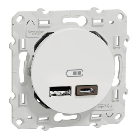 Schneider Electric White USB Socket, 2.4A [S520401]; 276-9008