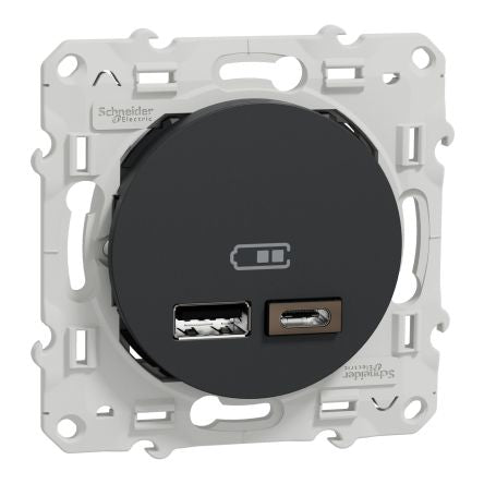 Schneider Electric Anthracite USB Socket, 2.4A [S540401]; 276-9034