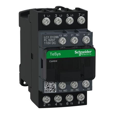 Schneider Electric TeSys Deca LC1D Contactor, 110 V dc Coil, 4-Pole, 25 A, 2NO + 2NC, 440 V [LC1D1286FLS207]; 276-9243