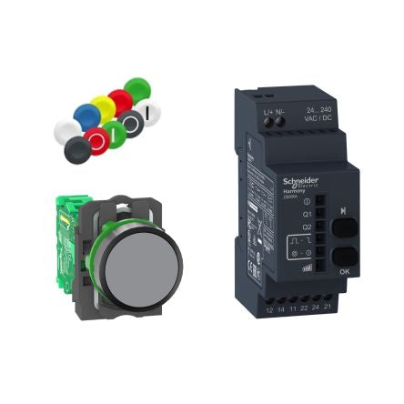 Schneider Electric Harmony XB5R Series Push Button Transmitter, Push-Push, Panel Mount, 22mm Cutout, Green LED, 240V [XB5RFA02]; 276-9448