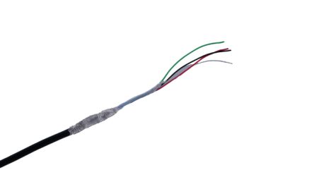 MICROWIRES TPU Shielded 0.13 mm² 4 Core Power Cable, Black Thermoplastic Polyurethane TPU, 50m [TPU-2619.04]; 276-9973