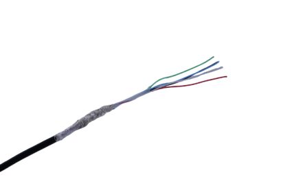 MICROWIRES TPU Shielded 0.08 mm² 5 Core Power Cable, Black Thermoplastic Polyurethane TPU, 50m [TPU-2819.05]; 276-9981