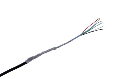 MICROWIRES TPU Shielded 0.08 mm² 6 Core Power Cable, Black Thermoplastic Polyurethane TPU, 50m [TPU-2819.06]; 276-9982
