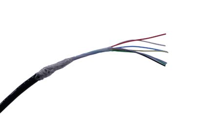 MICROWIRES TPU Shielded 0.08 mm² 7 Core Power Cable, Black Thermoplastic Polyurethane TPU, 50m [TPU-2819.07]; 276-9983