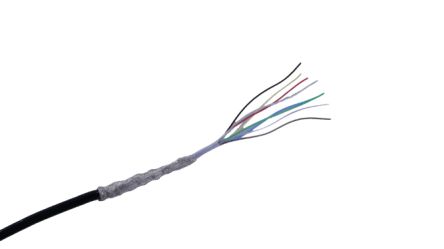 MICROWIRES TPU Shielded 0.08 mm² 8 Core Power Cable, Black Thermoplastic Polyurethane TPU, 50m [TPU-2819.08]; 276-9984