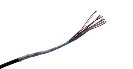 MICROWIRES TPU Shielded 0.05 mm² 12 Core Power Cable, Black Thermoplastic Polyurethane TPU, 50m [TPU-3019.12]; 276-9993