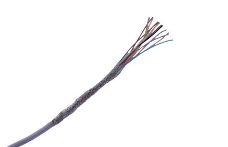MICROWIRES TAU Shielded 0.08 mm² 12 Core Power Cable, White Perfluoroalkoxy (PFA), 50m [TAU-2819.12]; 277-0027