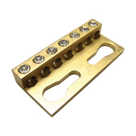 nVent ERIFLEX 7-Way Earth Terminal Block, 1.5 → 16mm², 16 → 6 AWG Wire, Busbar, Brass Housing [553150]; 277-6098