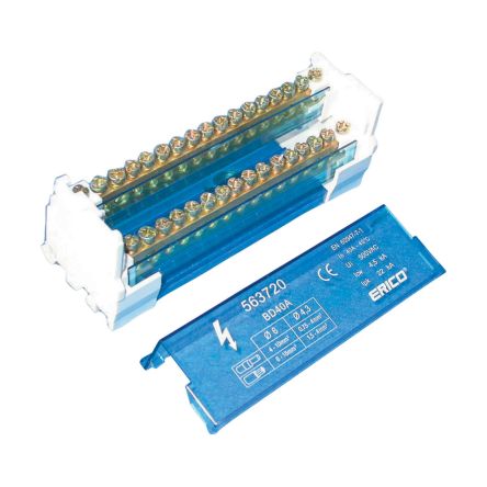 nVent ERIFLEX Distribution Block, 2 Way, 6 → 16mm², 40A, 500 V, Blue [563720]; 277-6161
