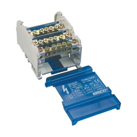 nVent ERIFLEX Distribution Block, 4 Way, 6 → 16mm², 40A, 500 V, Blue [563740]; 277-6162