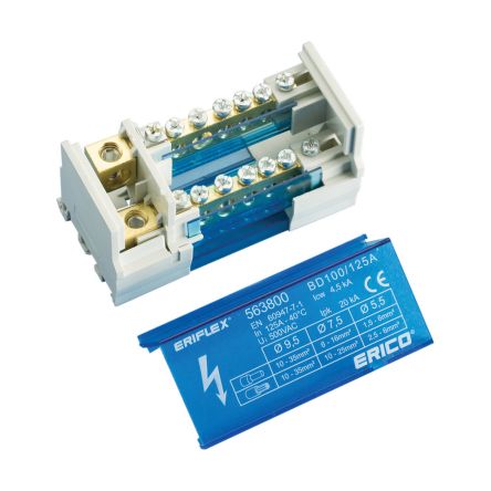nVent ERIFLEX Distribution Block, 2 Way, 10 → 35mm², 125A, 690 V, Blue [563810]; 277-6164