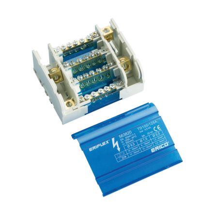 nVent ERIFLEX Distribution Block, 4 Way, 10 → 35mm², 125A, 690 V, Blue [563830]; 277-6166