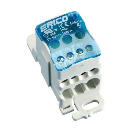 nVent ERIFLEX Distribution Block, 1 Way, 16mm², 80A, 1 kV, Blue [569010]; 277-6180