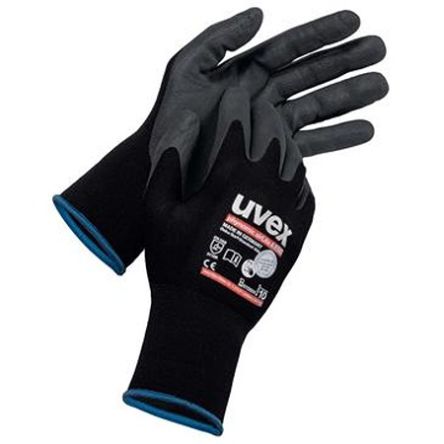 uvex phynomic airLite A ESD Black Carbon, Elastane, Polyamide ESD Safety Work Gloves, Size 9, Aqua Polymer Coating [6003829]; 277-6187