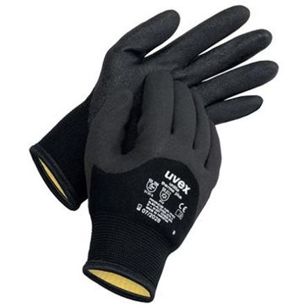 uvex unilite thermo plus Black Acrylic, Elastane, Polyamide, Virgin Wool Abrasion Resistant Work Gloves, Size 8, [6059228]; 277-6201