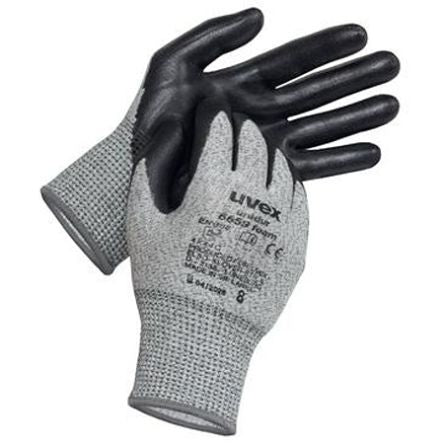uvex unidur 6659 Black, Grey Fibreglass, HPPE, Polyamide Cut Resistant Work Gloves, Size 8, NBR Coating [6093828]; 277-6205