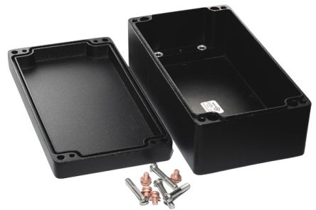 Hammond 1590Z Series Black Die Cast Aluminium Alloy Enclosure, IP68, Flanged, Black Lid, 221 x 120 x 81mm [1590Z150BK]; 277-6487