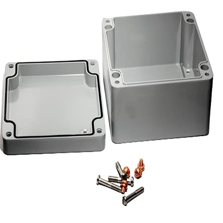 Hammond 1590Z Series Grey Die Cast Aluminium Alloy Enclosure, IP68, Flanged, Grey Lid, 160 x 160 x 90mm [1590Z160GY]; 277-6489