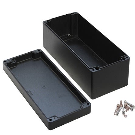 Hammond 1590Z Series Black Die Cast Aluminium Alloy Enclosure, IP68, Flanged, Black Lid, 360 x 160 x 90mm [1590Z166BK]; 277-6491