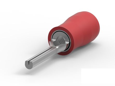 TE Connectivity, PIDG Insulated, Tin Crimp Pin Connector, 22AWG to 16AWG, 1.8mm Pin Diameter, 9.9mm Pin Length, Red [165168]; 277-7190
