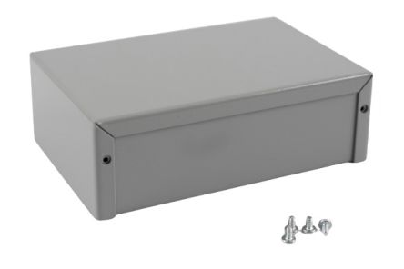 Hammond 1411-1412 Series Grey Aluminium, Steel Enclosure, Flanged, Grey Lid, 152 x 102 x 51mm [1412PP]; 277-7393