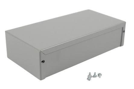 Hammond 1411-1412 Series Grey Aluminium, Steel Enclosure, Flanged, Grey Lid, 203 x 102 x 51mm [1412SS]; 277-7395
