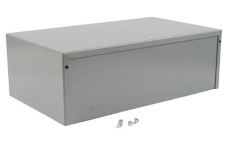 Hammond 1411-1412 Series Grey Aluminium, Steel Enclosure, Flanged, Grey Lid, 305 x 178 x 102mm [1412X]; 277-7398