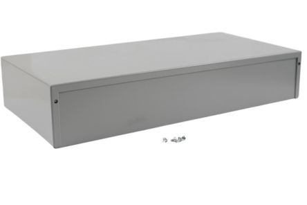Hammond 1411-1412 Series Grey Aluminium, Steel Enclosure, Flanged, Grey Lid, 406 x 203 x 76mm [1412Y]; 277-7399