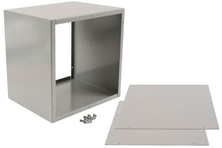 Hammond 1415 Series Grey Steel Enclosure, Flanged, Grey Lid, 254 x 203 x 254mm [1415H]; 277-7407