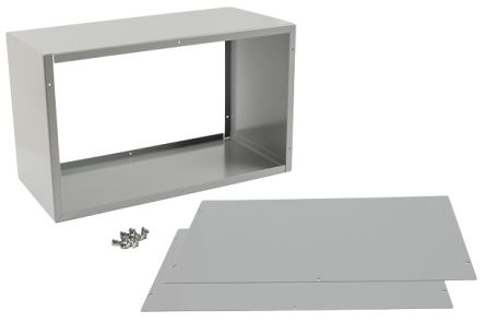 Hammond 1415 Series Grey Steel Enclosure, Flanged, Grey Lid, 381 x 178 x 229mm [1415J]; 277-7409