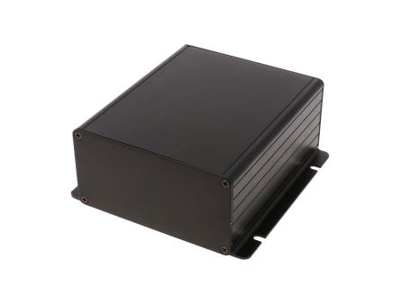 Hammond 1455F Series Black Aluminium Enclosure, IP54, Flanged, Black Lid, 121 x 78 x 28mm [1455NF1201BK]; 277-7457