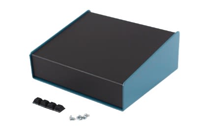 Hammond 1456 Series Blue Aluminium Enclosure, Black Lid, 140 x 165 x 64mm [1456FE1BKBU]; 277-7465