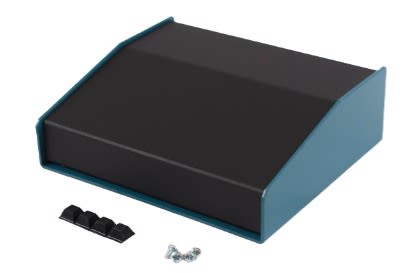 Hammond 1456 Series Blue Aluminium Enclosure, Black Lid, 140 x 165 x 51mm [1456FE2BKBU]; 277-7467