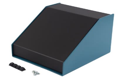 Hammond 1456 Series Blue Aluminium Enclosure, Black Lid, 183 x 165 x 102mm [1456FG4BKBU]; 277-7472
