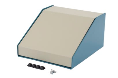 Hammond 1456 Series Blue Aluminium Enclosure, Beige Lid, 183 x 165 x 102mm [1456FG4WHBU]; 277-7473