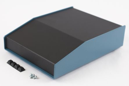 Hammond 1456 Series Blue Aluminium Enclosure, Black Lid, 216 x 165 x 51mm [1456FH2BKBU]; 277-7475
