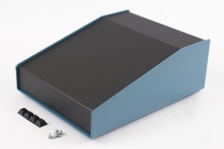 Hammond 1456 Series Blue Aluminium Enclosure, Black Lid, 211 x 165 x 76mm [1456FH3BKBU]; 277-7478