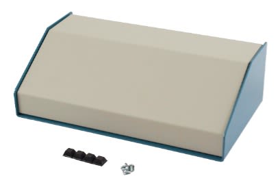 Hammond 1456 Series Blue Aluminium Enclosure, Beige Lid, 140 x 254 x 76mm [1456KE3WHBU]; 277-7481
