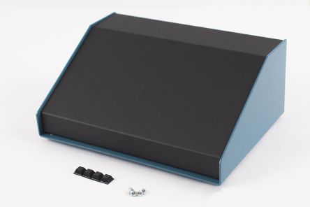 Hammond 1456 Series Blue Aluminium Enclosure, Black Lid, 183 x 254 x 102mm [1456KG4BKBU]; 277-7483