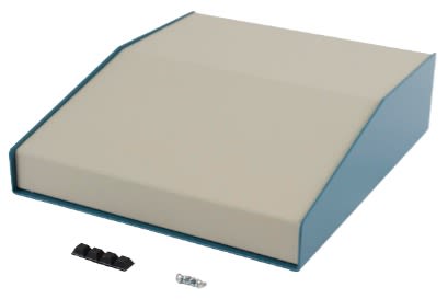 Hammond 1456 Series Blue Aluminium Aluminium Case, Flanged, Beige Lid, 287 x 254 x 76mm [1456KL3WHBU]; 277-7491