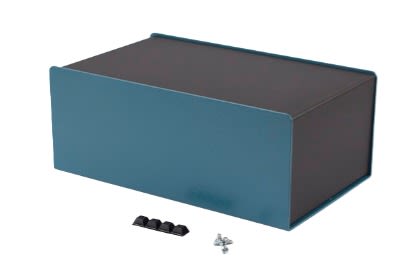 Hammond 1456 Series Blue Aluminium Aluminium Case, Flanged, Black Lid, 254 x 152 x 102mm [1456NEK4BKBU]; 277-7493