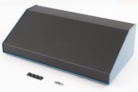 Hammond 1456 Series Blue Aluminium Aluminium Case, Flanged, Black Lid, 183 x 356 x 102mm [1456PG4BKBU]; 277-7495