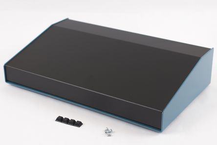 Hammond 1456 Series Blue Aluminium Aluminium Case, Flanged, Black Lid, 211 x 356 x 76mm [1456PH3BKBU]; 277-7498