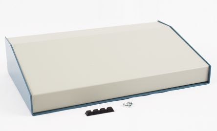 Hammond 1456 Series Blue Aluminium Aluminium Case, Flanged, Beige Lid, 211 x 356 x 76mm [1456PH3WHBU]; 277-7499
